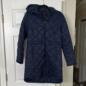 Maternity Navy Quilted Hooded Coat